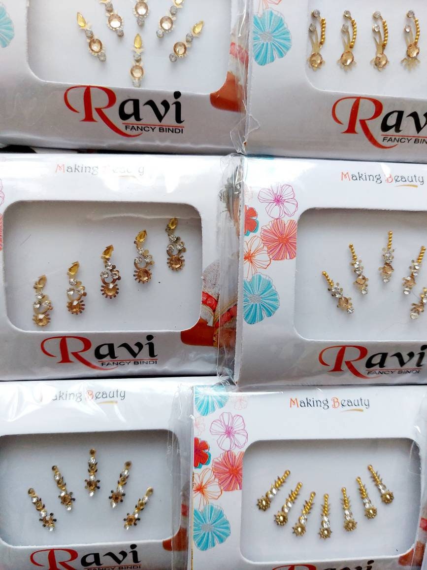 Bindi pack mixed colour style self stick festival party rave India Bridal GOLD