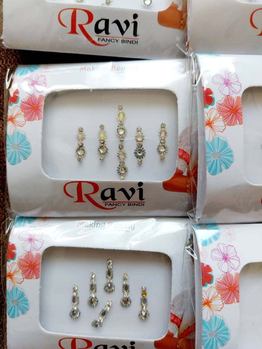 Bindi pack mixed colour style self stick festival party rave India Bridal SILVER