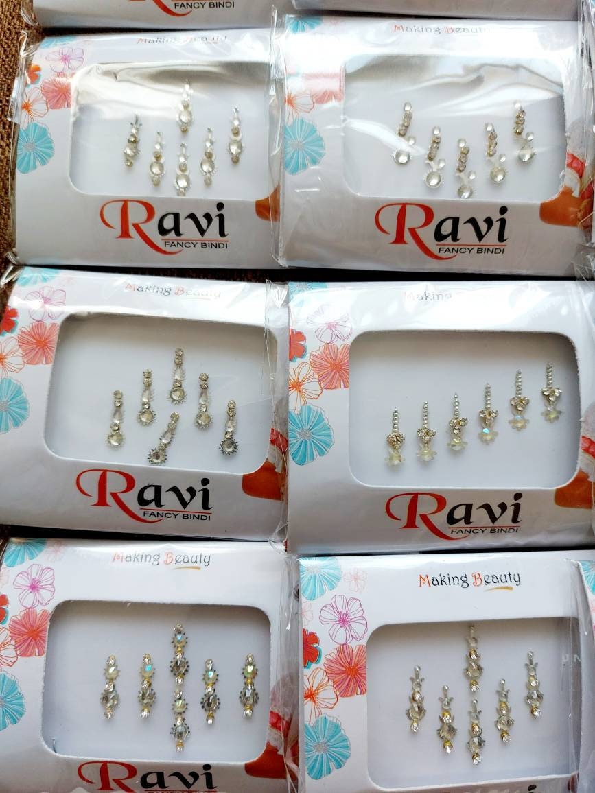 Bindi pack mixed colour style self stick festival party rave India Bridal SILVER