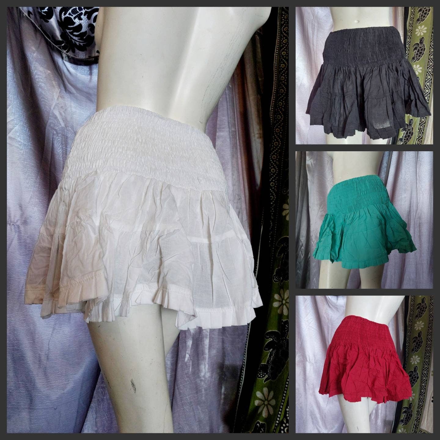 Cotton frills spring summer holiday mini rara hippy festival skirt