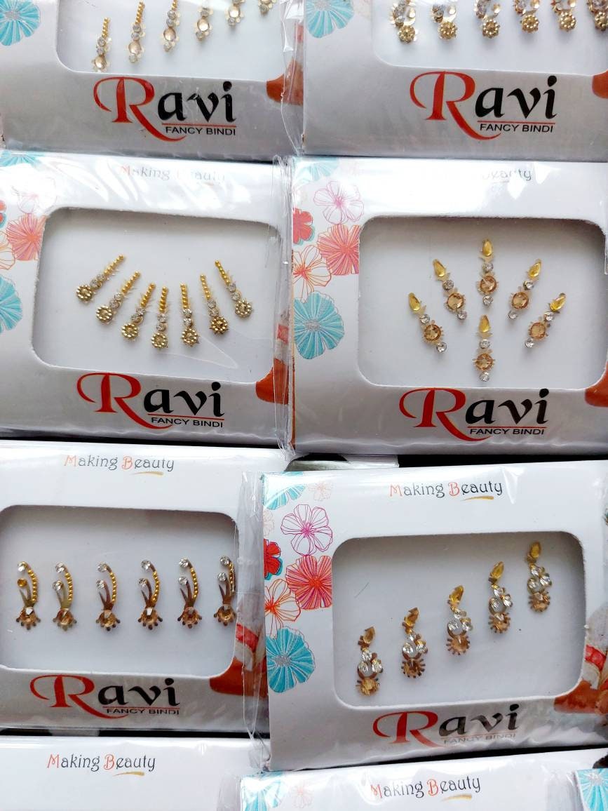 Bindi pack mixed colour style self stick festival party rave India Bridal GOLD