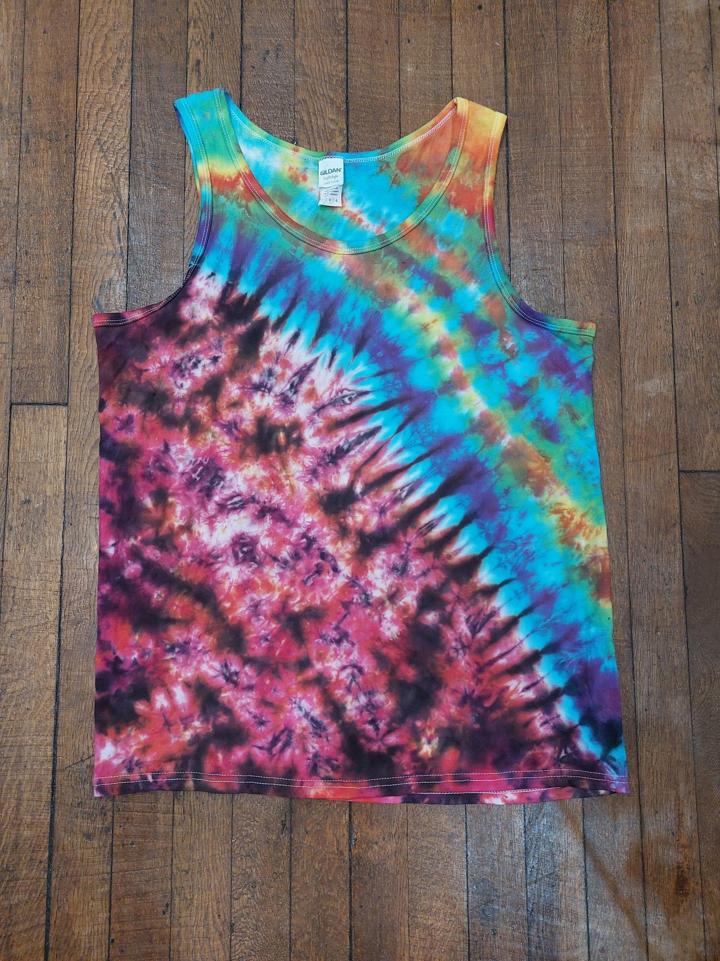 Rainbow festival tie dye t shirt tank vest top men's summer size S-2XL