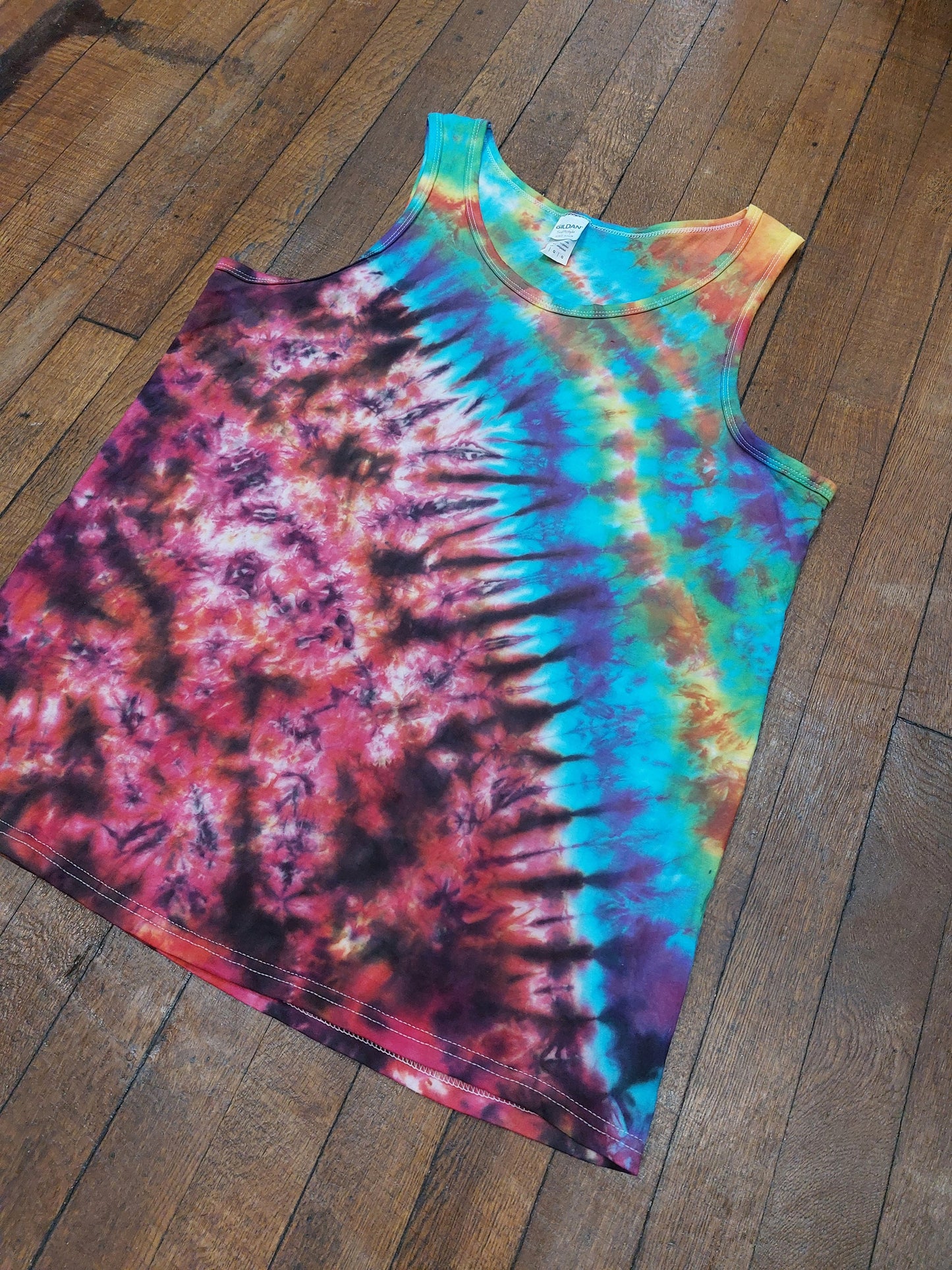 Rainbow festival tie dye t shirt tank vest top men's summer size S-2XL