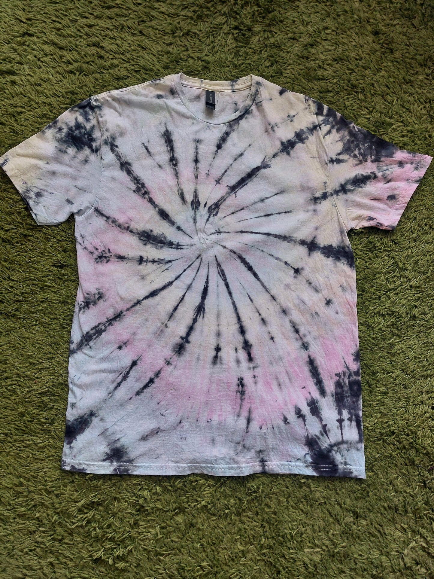 Tie Dye black super pastel rainbow faded look spiral T shirt UNISEX S-5XL