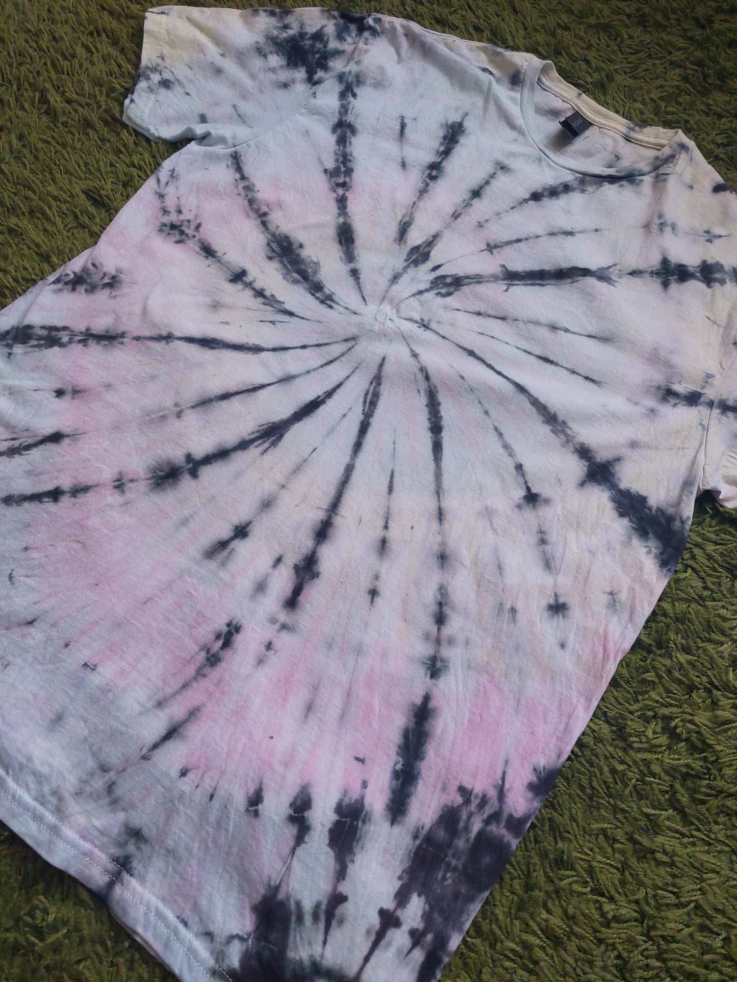 Tie Dye black super pastel rainbow faded look spiral T shirt UNISEX S-5XL