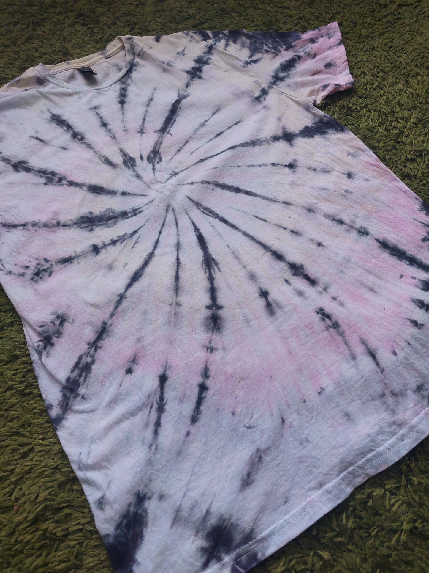 Tie Dye black super pastel rainbow faded look spiral T shirt UNISEX S-5XL