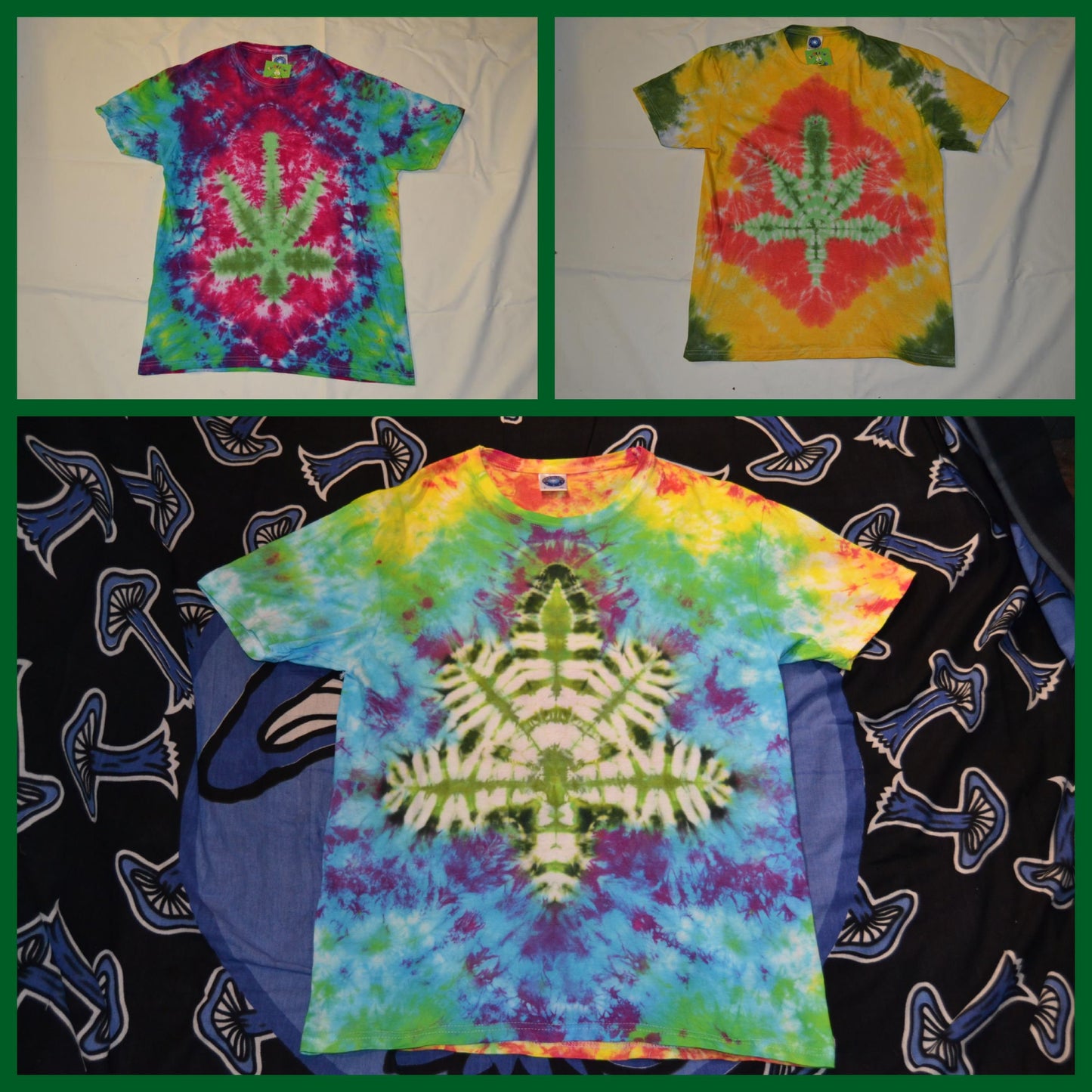 Tie Dye rasta rainbow ganja cannabis weed leaf tie dye festival T shirt UNISEX S-5XL