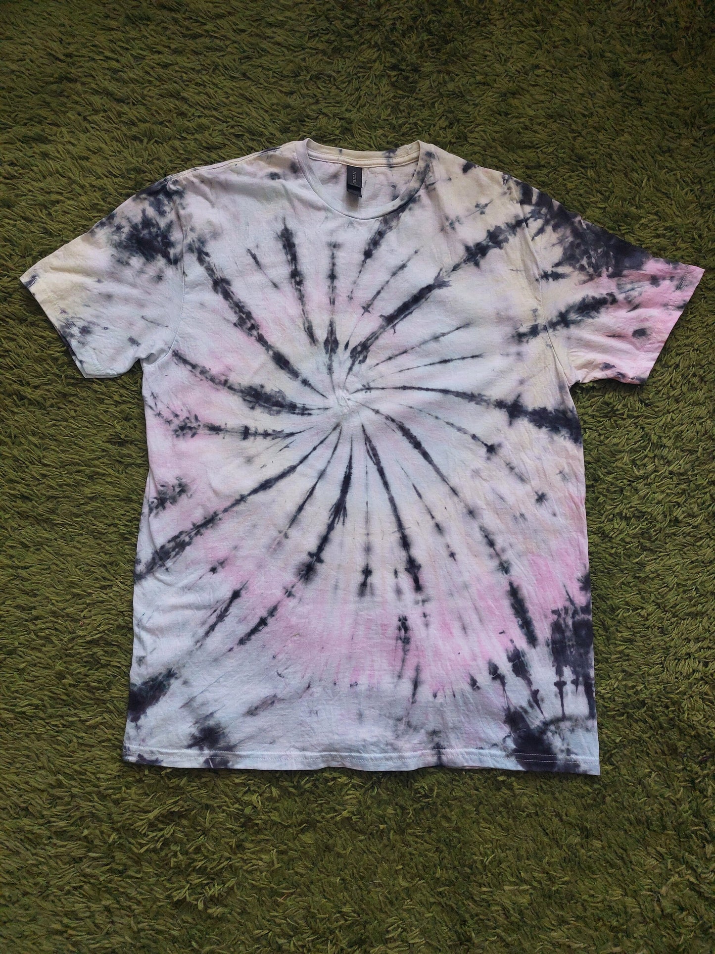 Tie Dye black super pastel rainbow faded look spiral T shirt UNISEX S-5XL