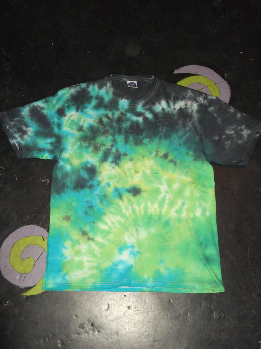 Tie Dye black green dragon fire scrunch T shirt UNISEX S-5XL