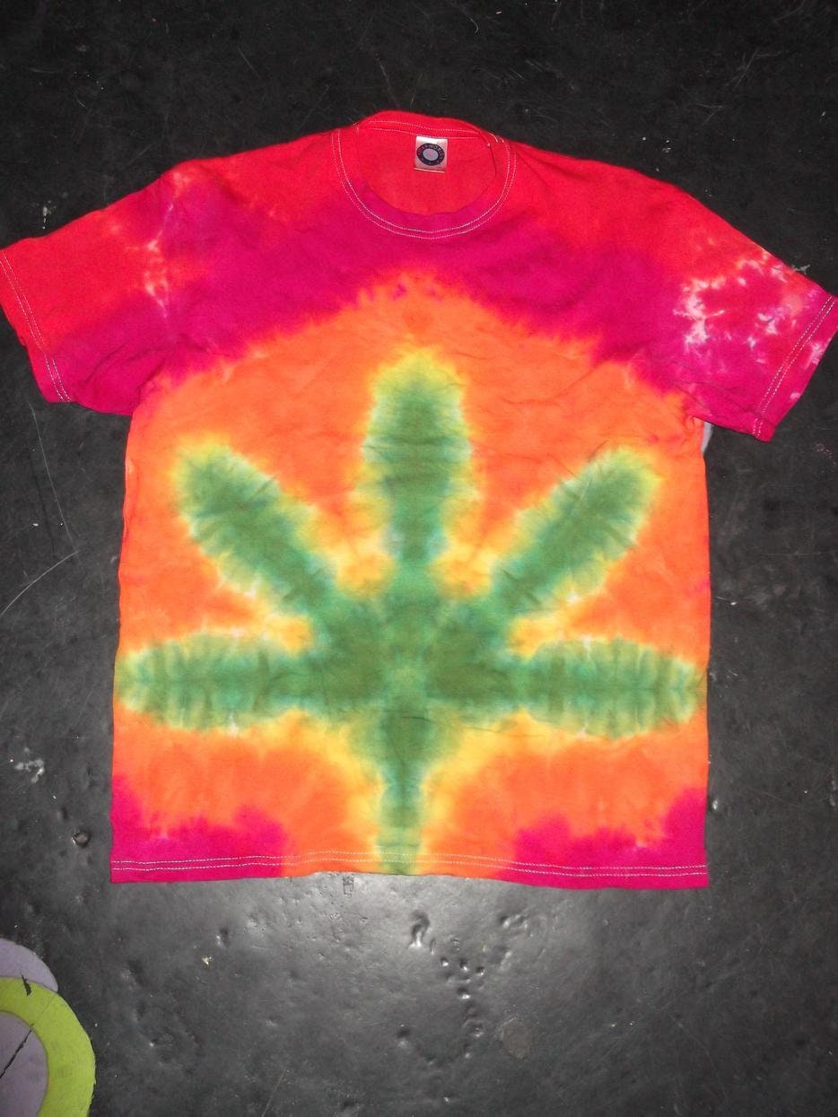 Tie Dye rasta rainbow ganja cannabis weed leaf tie dye festival T shirt UNISEX S-5XL