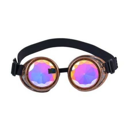 Kaleidoscope Rainbow Vision Trippy Festival Rave steampunk Goggles antique bronze