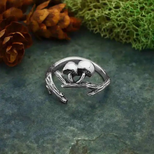 Mushroom Ring, one size, open ring, nature