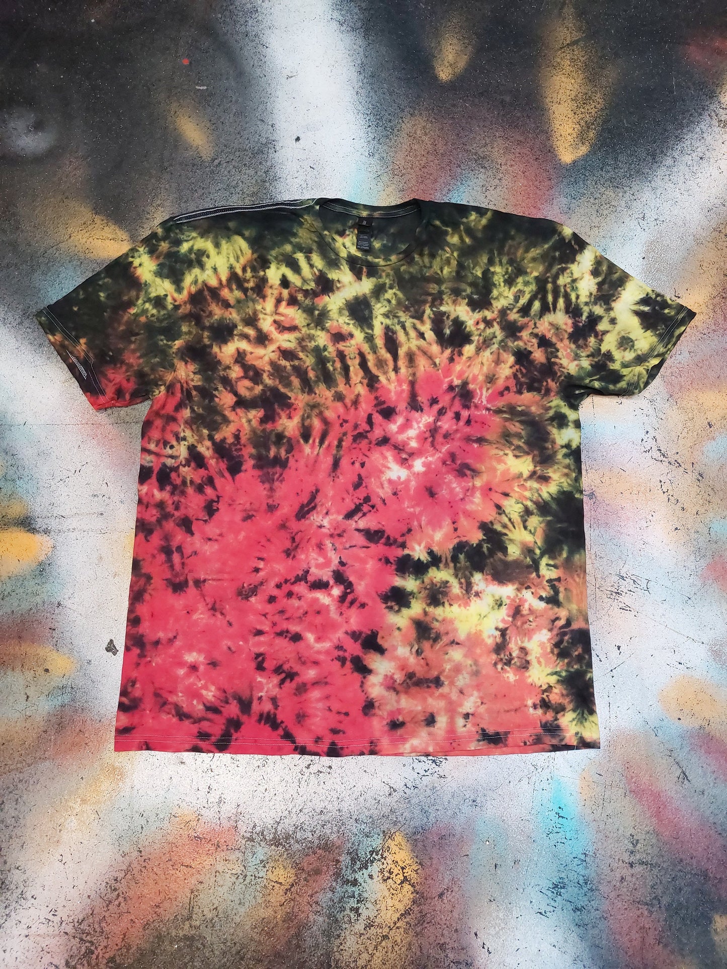 Tie Dye black fire scrunch T shirt UNISEX S-5XL