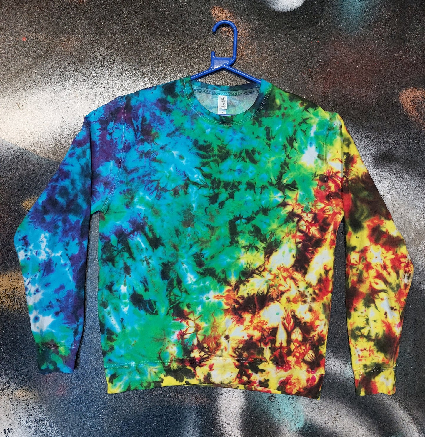 Tie Dye black rainbow scrunch trippy hippy sweatshirt hoodie UNISEX XS-5XL