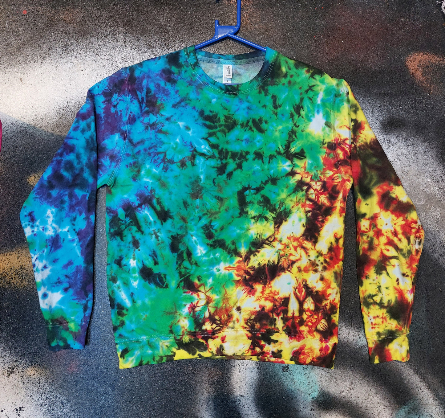 Tie Dye black rainbow scrunch trippy hippy sweatshirt hoodie UNISEX XS-5XL