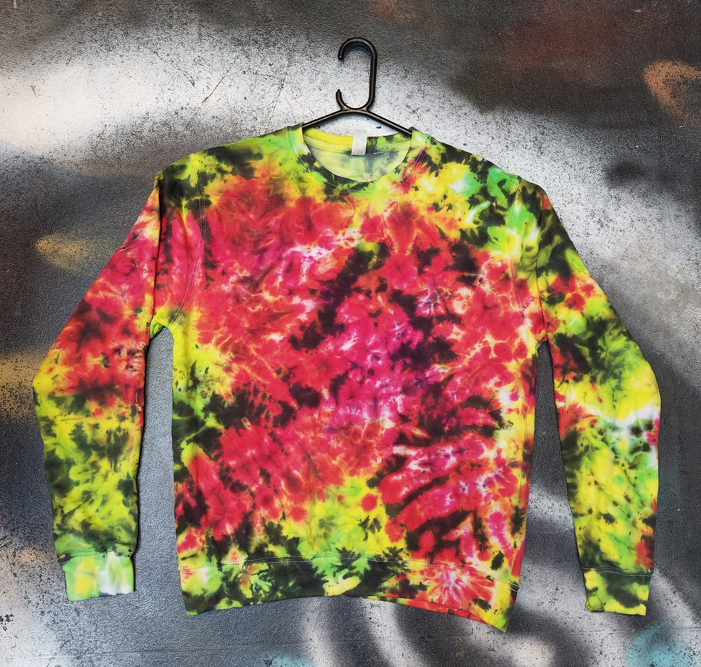 Tie Dye pink yellow multicolour scrunch trippy hippy sweatshirt hoodie UNISEX XS-5XL