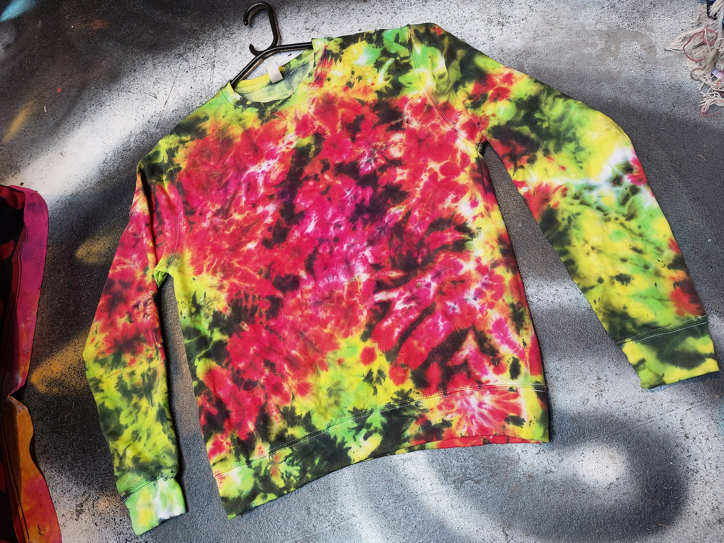 Tie Dye pink yellow multicolour scrunch trippy hippy sweatshirt hoodie UNISEX XS-5XL