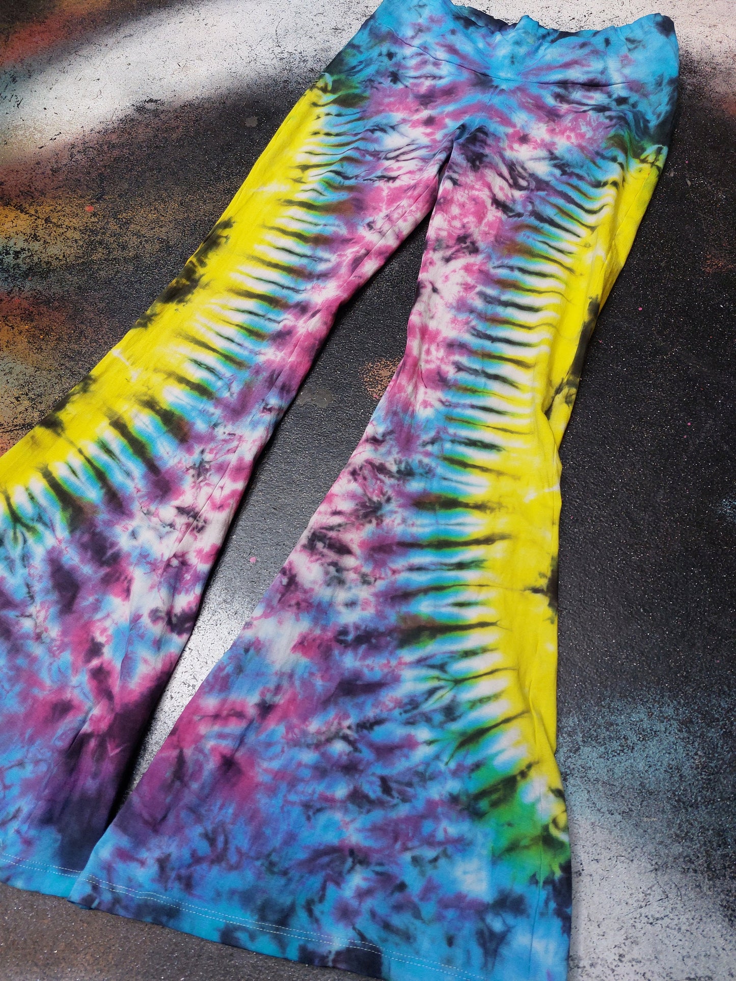 Tie Dye Psychedelic Handmade Hippy Flares Leggings Yoga pants custom design