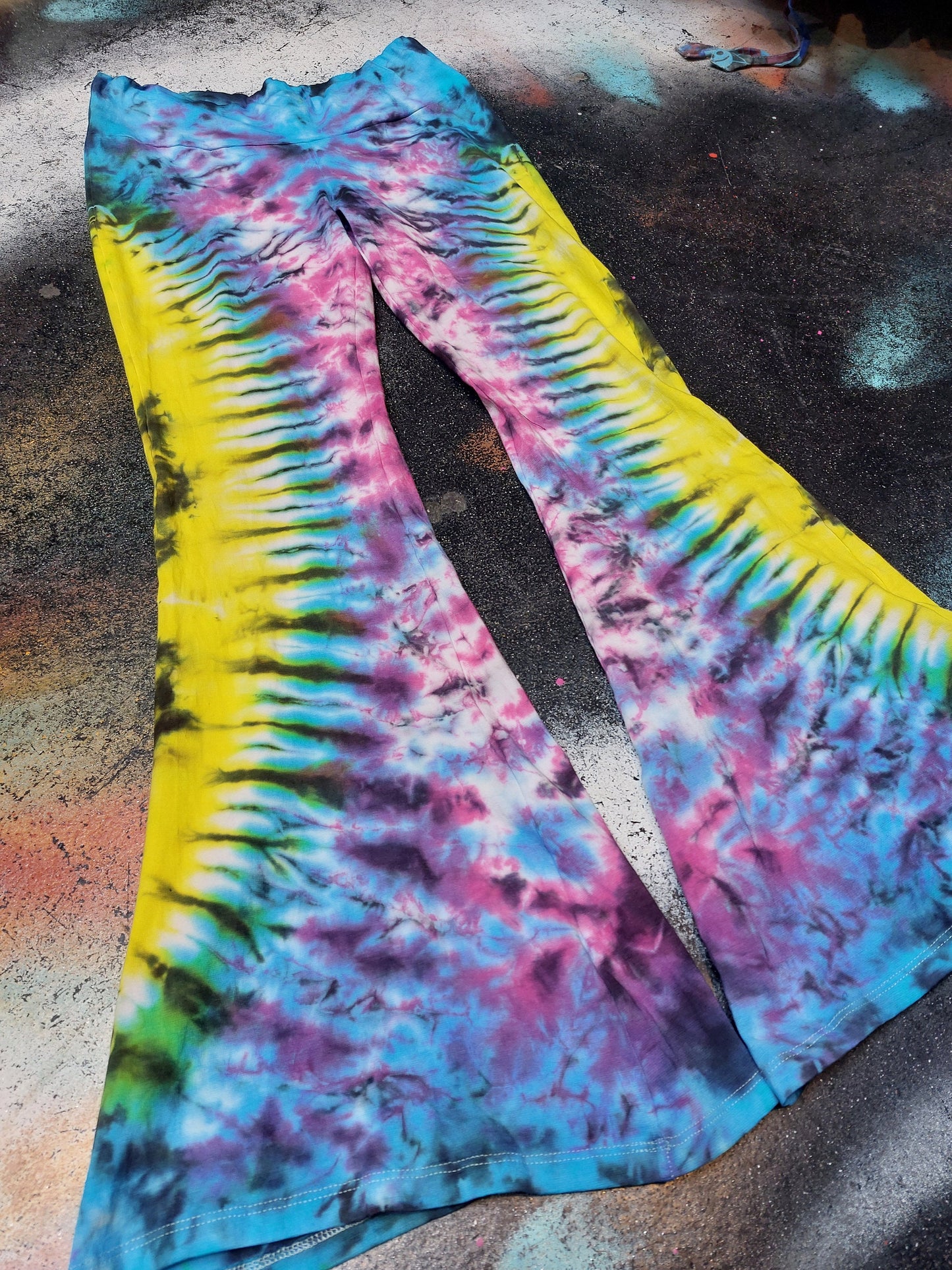 Tie Dye Psychedelic Handmade Hippy Flares Leggings Yoga pants custom design