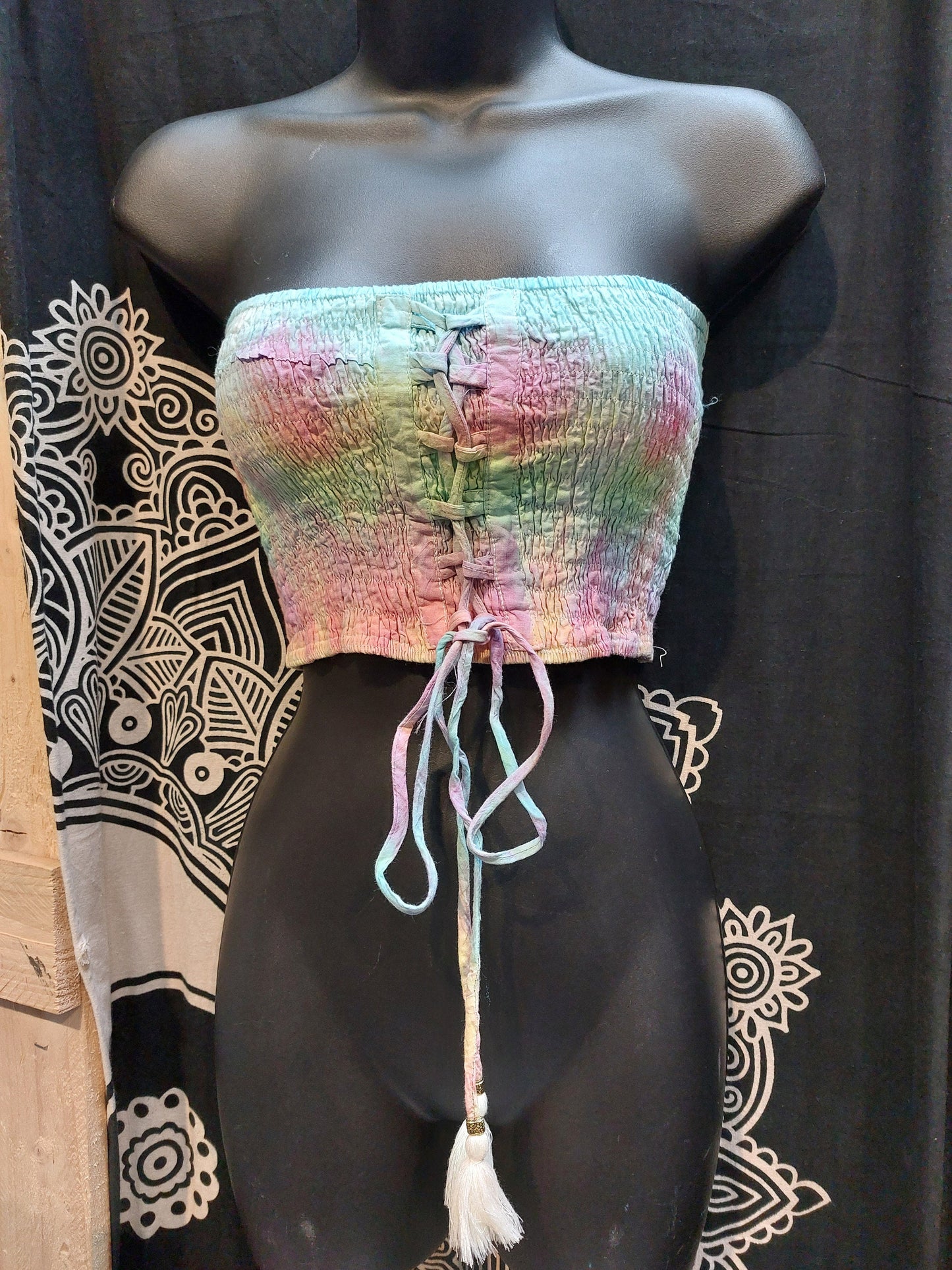 Tie Dye crop top and mini skirt set Boob tube belly top festival outfit