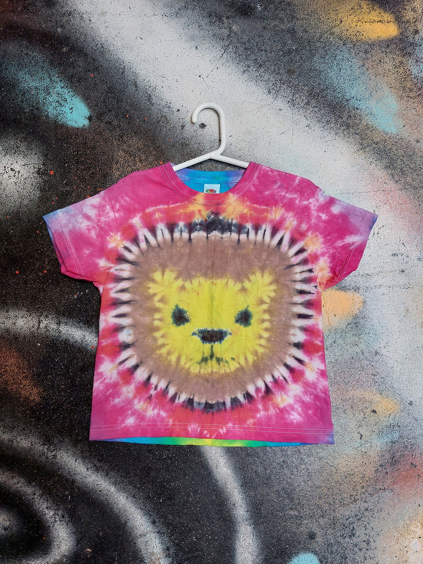 Festival Kid's rainbow LION Tie Dye T shirt Hippy Children's Age 1-13