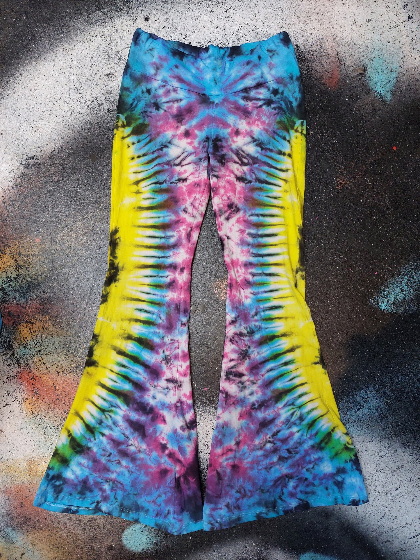 Tie Dye Psychedelic Handmade Hippy Flares Leggings Yoga pants custom design