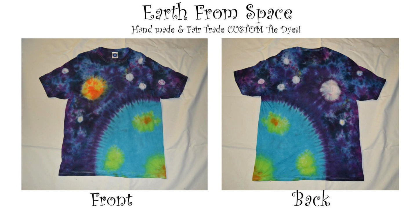 Earth from space Tie Dye T shirt UNISEX  S-5XL festival top [CUSTOM]