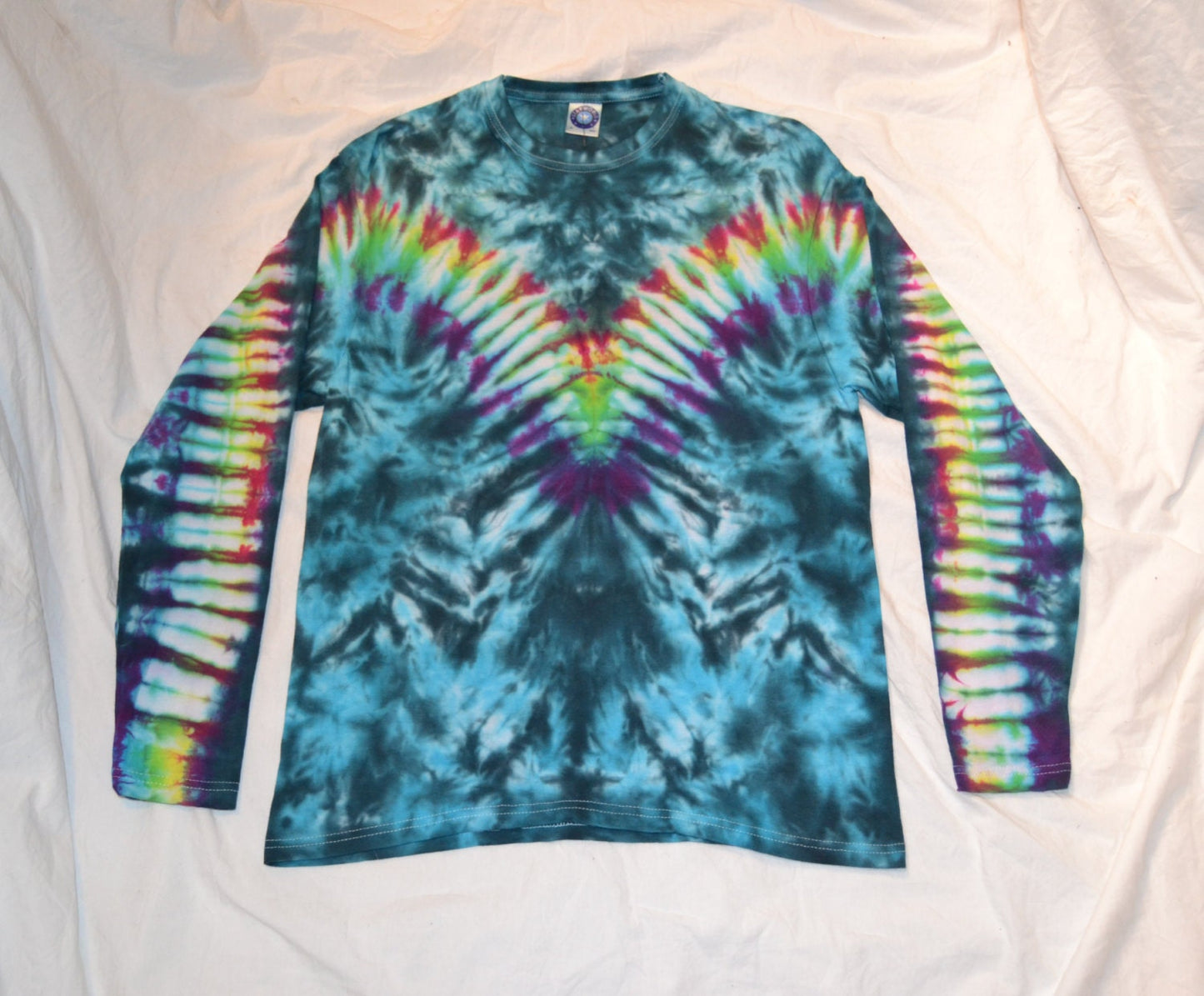 Tie Dye rainbow V long sleeve T shirt UNISEX S-4XL