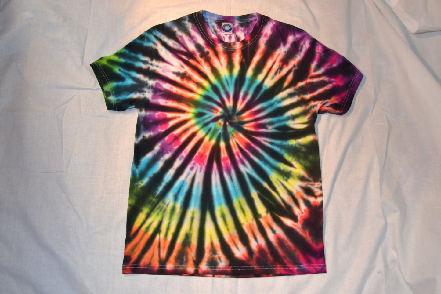 Tie Dye black rainbow spiral T shirt UNISEX S-5XL