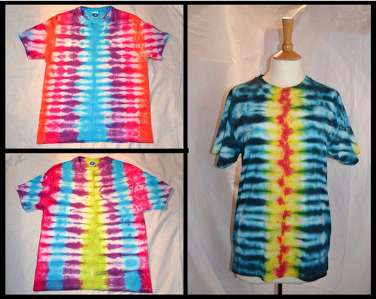 Tie Dye pleat fan fold stripe festival T shirt UNISEX S-5XL