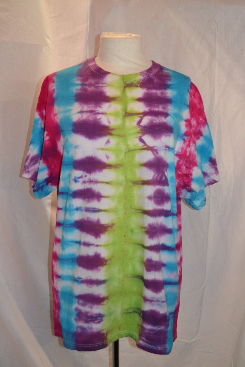 Tie Dye pleat fan fold stripe festival T shirt UNISEX S-5XL