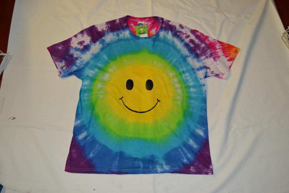 Tie Dye SMILEY face rave T shirt UNISEX S-5XL