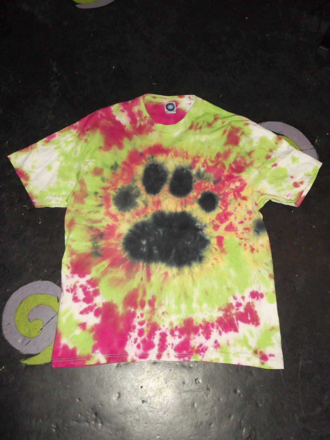 Tie Dye PAW print animal T shirt UNISEX S-5XL