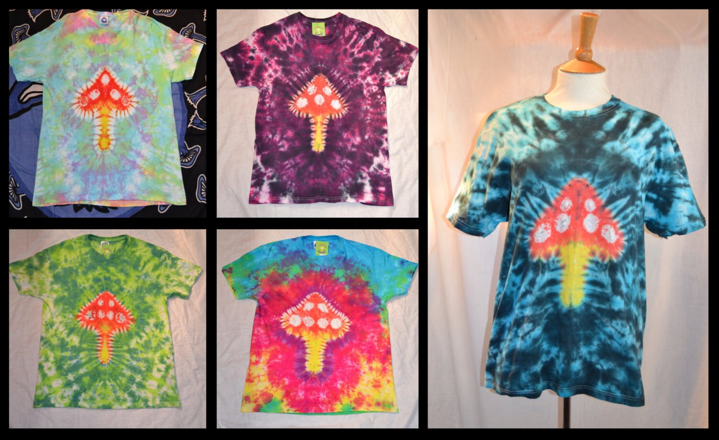 Tie Dye handmade unique fairy magic mushroom T shirt UNISEX S-5XL