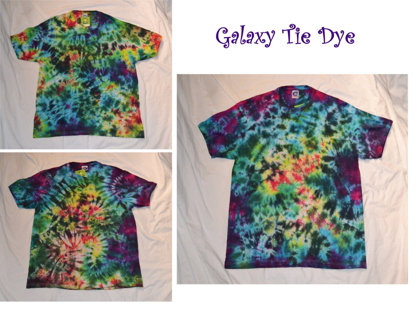 Tie Dye Galaxy black rainbow scrunch T shirt UNISEX S-5XL