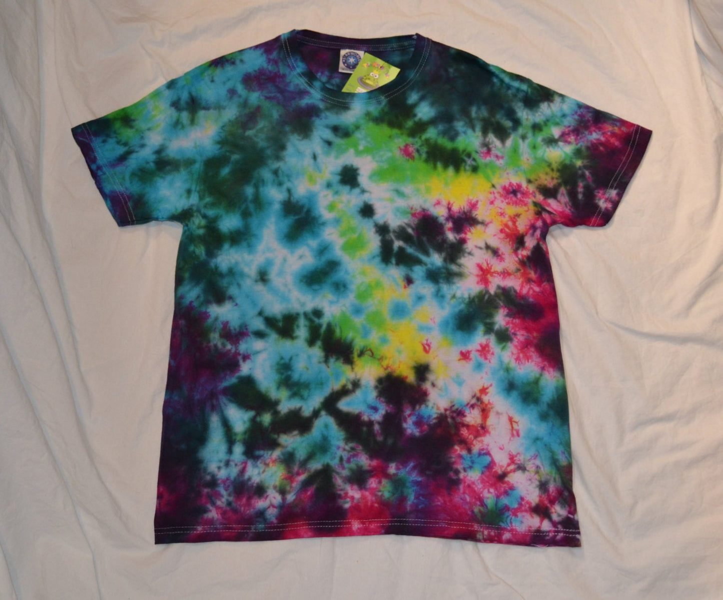 Tie Dye Galaxy black rainbow scrunch T shirt UNISEX S-5XL