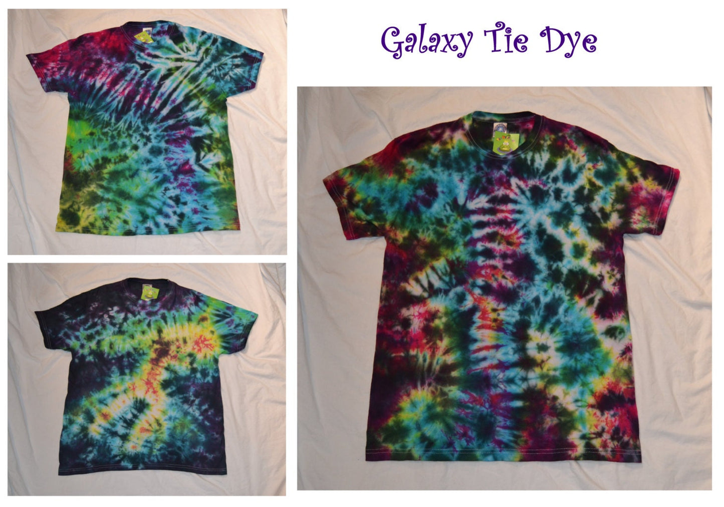 Tie Dye Galaxy black rainbow scrunch T shirt UNISEX S-5XL