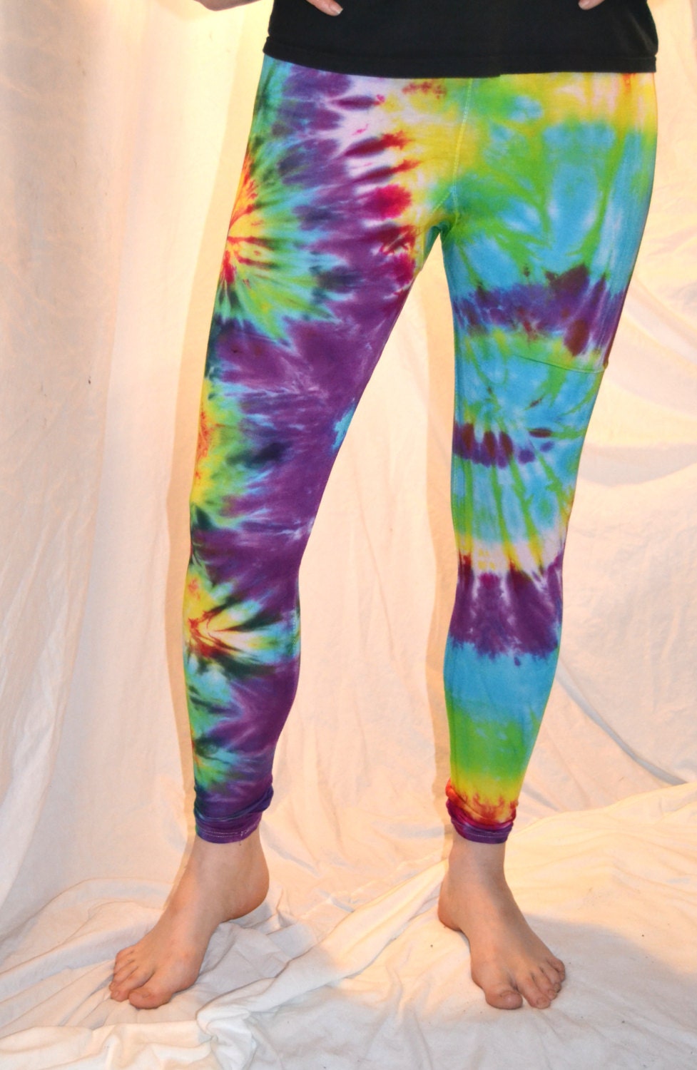 Tie Dye Psychedelic Handmade Leggings MULTI COLOUR custom design FREESIZE