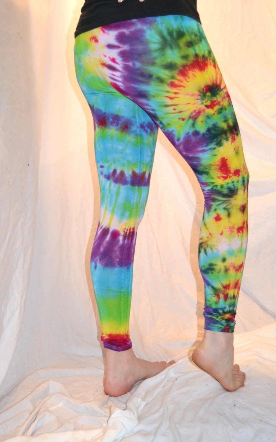 Tie Dye Psychedelic Handmade Leggings MULTI COLOUR custom design FREESIZE