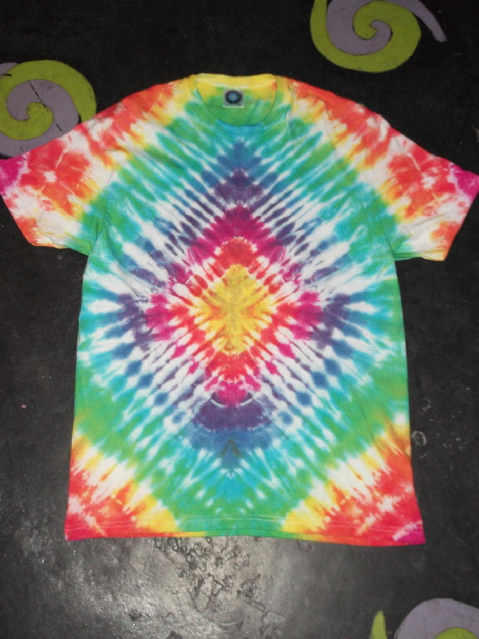 Aztec diamond Rainbow Tie Dye T shirt UNISEX ALL SIZES S-5XL