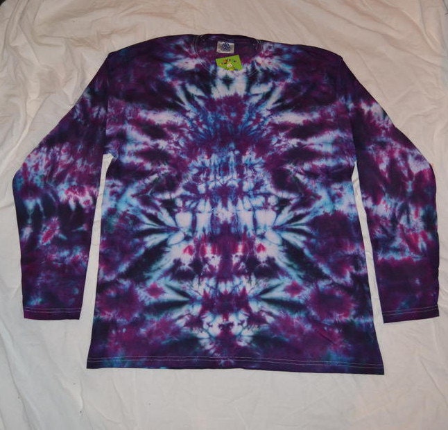 Tie Dye totem scrunch long sleeve Firey T shirt UNISEX S-4XL