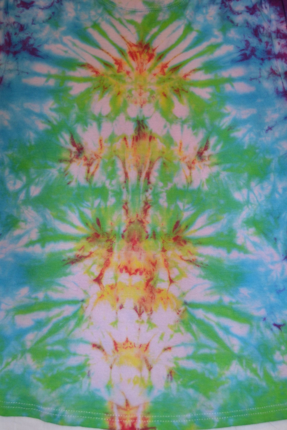 Tie Dye totem scrunch long sleeve Rainbow multi colour T shirt UNISEX S-4XL