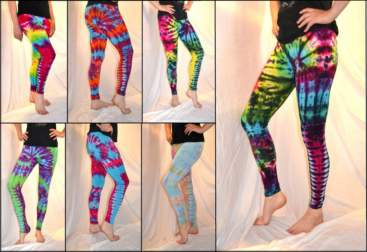 Tie Dye Psychedelic Handmade Leggings MULTI COLOUR custom design FREESIZE