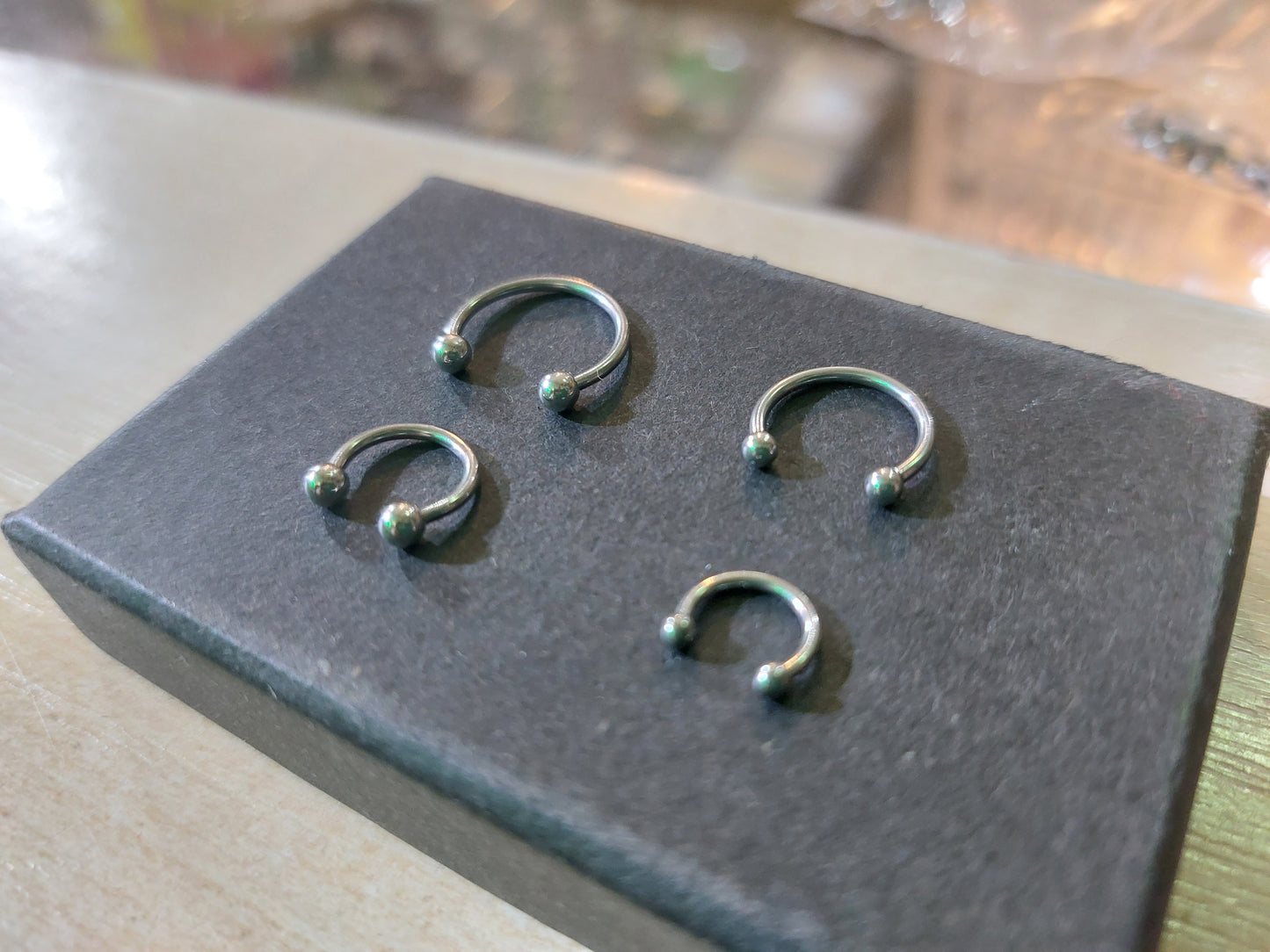 Circular Barbell Horseshoe Steel piercing ring 1.2mm various sizes