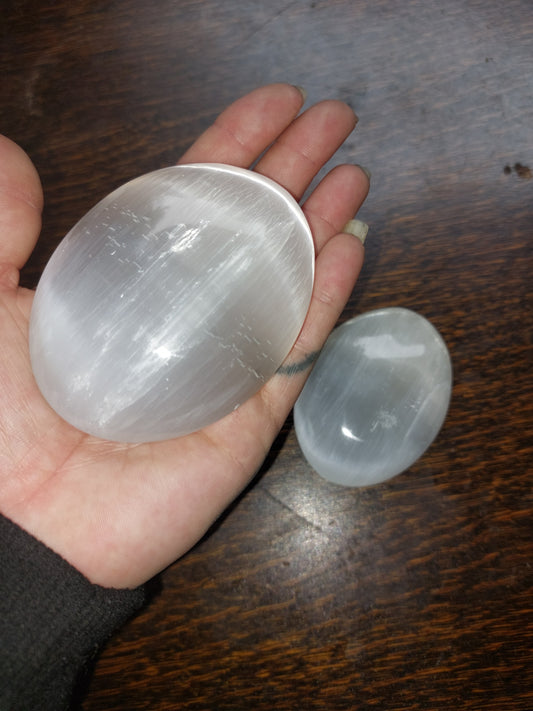Selenite Palm Stone Large