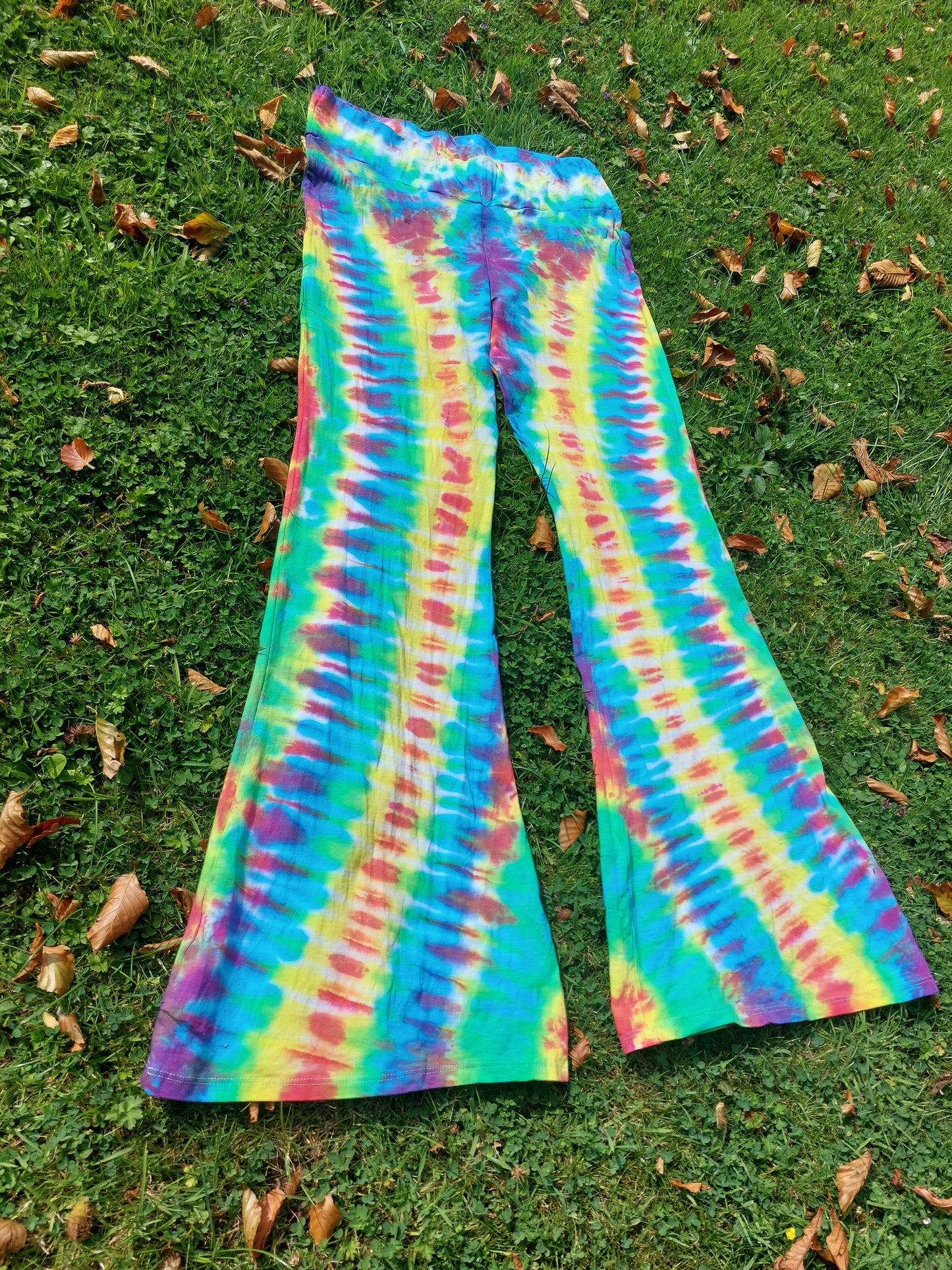 Tie Dye Psychedelic Handmade Hippy Flares Leggings Yoga pants Rainbow Pride