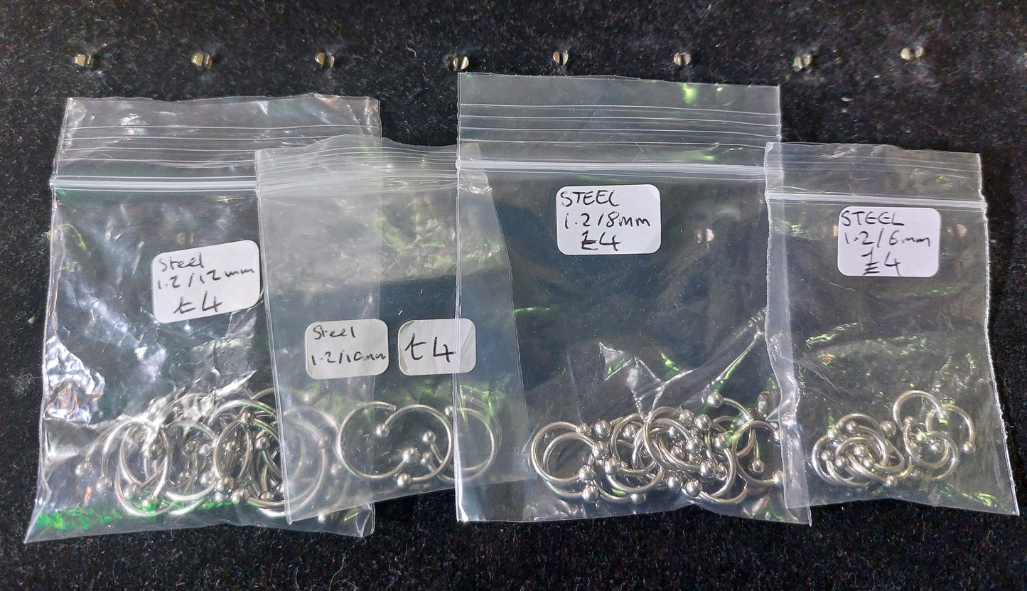 Circular Barbell Horseshoe Steel piercing ring 1.2mm various sizes