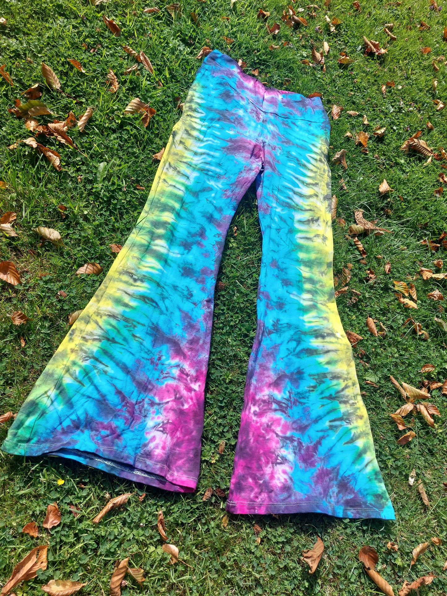 Tie Dye Psychedelic Handmade Hippy Flares Leggings Yoga pants custom design