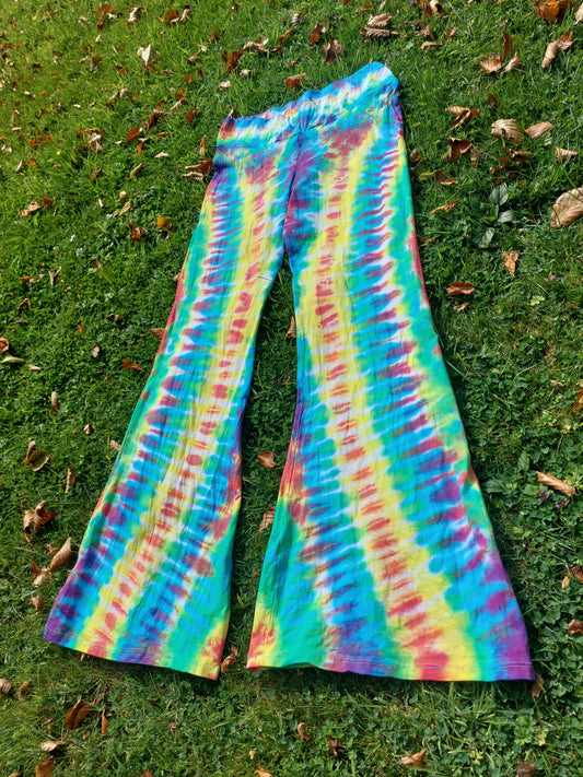 Tie Dye Psychedelic Handmade Hippy Flares Leggings Yoga pants Rainbow Pride
