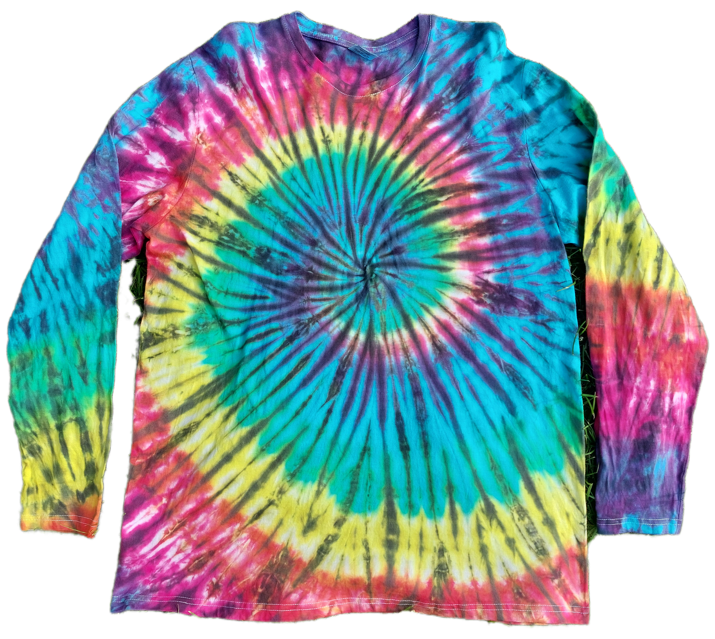 Tie Dye dark black rainbow Spiral swirl long sleeve T shirt UNISEX S-4XL